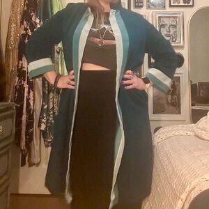 Vintage Teal Open Front Duster/Robe